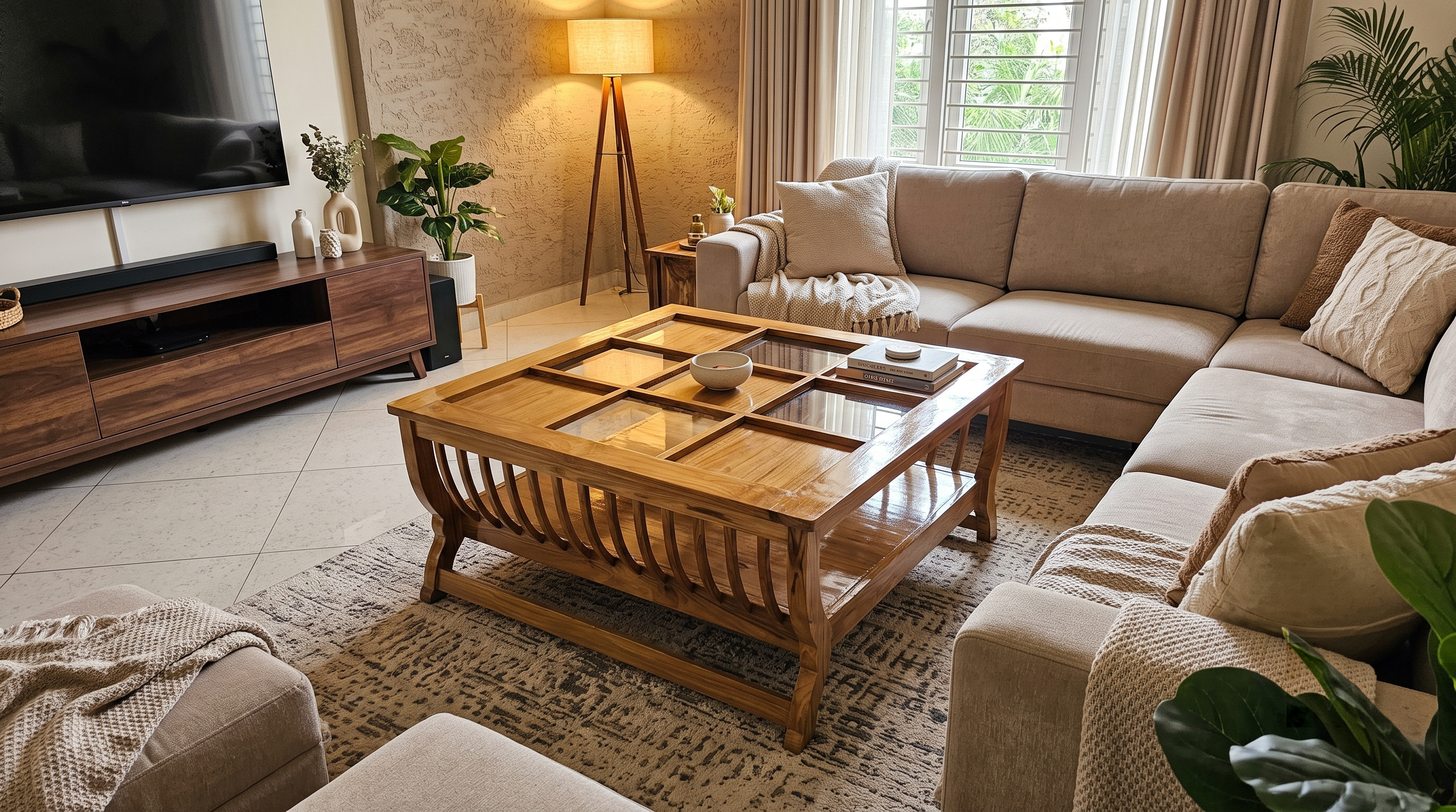 Concept visualisation of solid wood conference table and seating