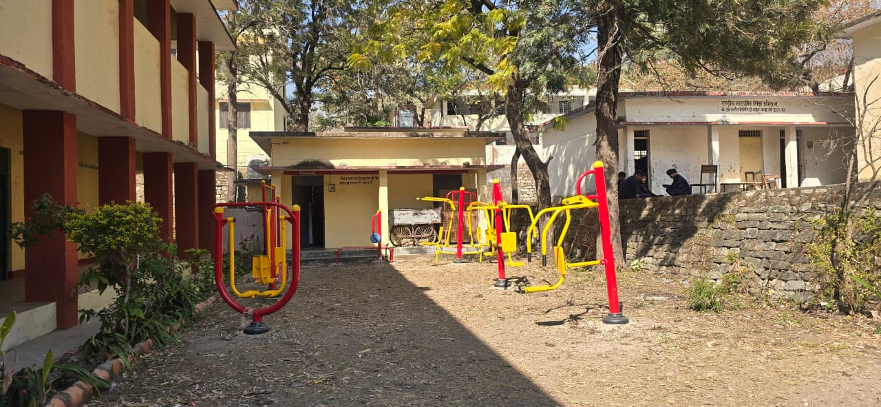 Dual parallel exercise bars outdoor gym apparatus installed on lawn