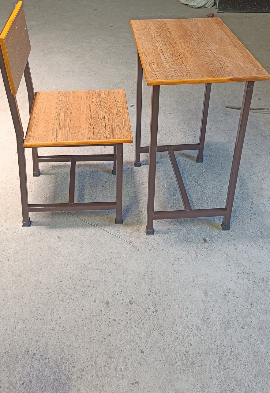 Heavy-duty dual student desk and bench unit for educational institutions